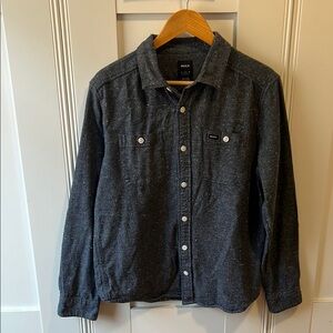 RVCA Dark Charcoal Gray Casual Button Down Shirt